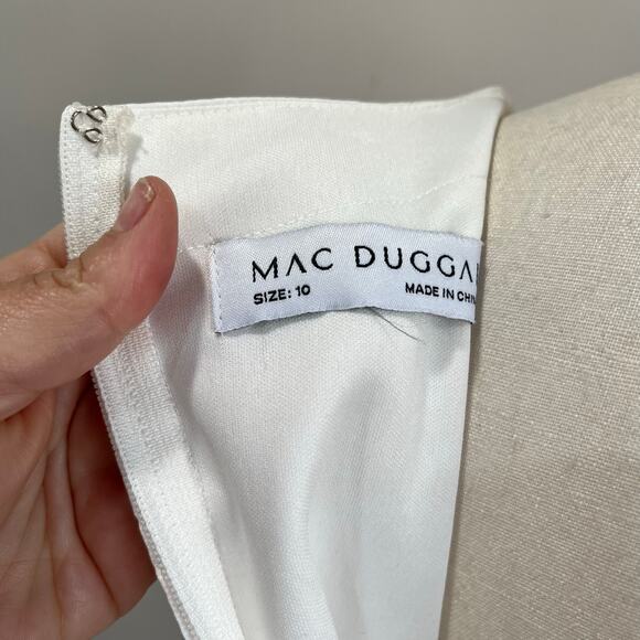 Mac Duggal Satin Ruffle High Low Gown Deep V Long Sleeve Formal Wedding 10 - Picture 10 of 16